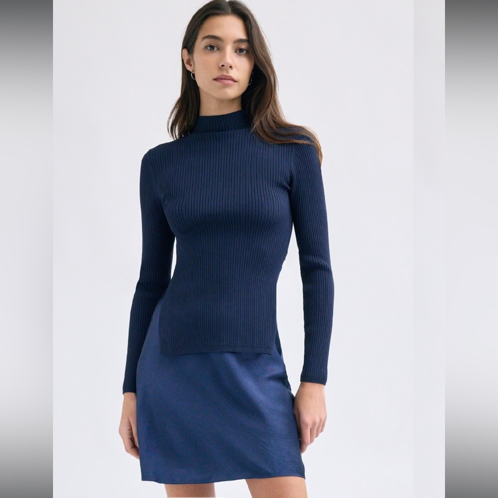 Aritzia Navy Silky Mini Skirt